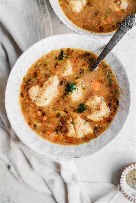 Vegetable Soup with Vegan Dumplings - FoodByMaria