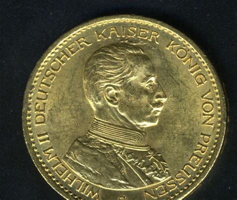 German 20 mark gold coin (Kaiser Wilhelm II in Military uniform)|World ...