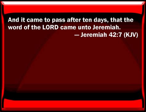 Jeremiah And It Came To Pass After Ten Days That The Word Of The