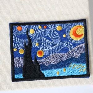 Starry Night Patch Iron On Patch 3 7 Inch Embroidery Patch Quality