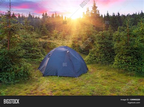 View Tent Forest Sunset Sunrise. Image & Photo | Bigstock