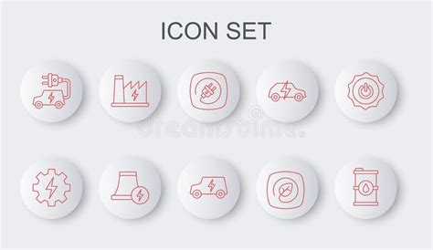 Set Line Bio Fuel Barrel Gear And Lightning Electric Plug Location