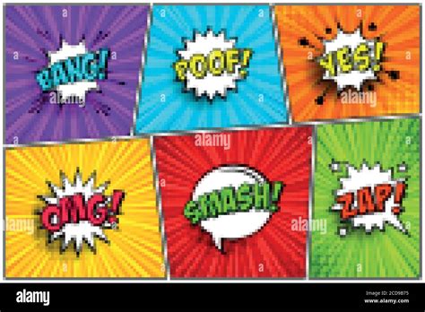 Cartoon Comic Backgrounds Set Speech Bubble Comics Book Colorful