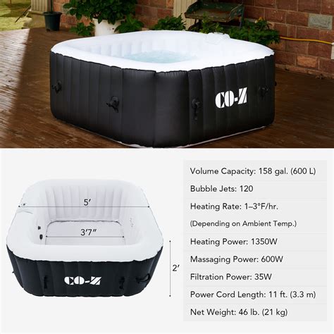 CO Z Portable Inflatable Hot Tub Spa Air Jet W Pump And Cover To Person EBay