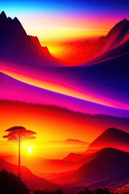 Premium AI Image Glorious Sunset Over The Mountains Attractive Summer