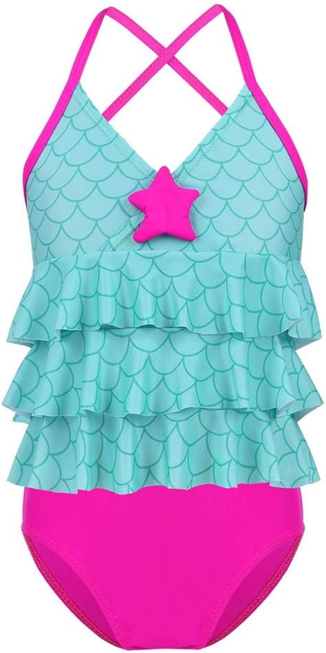 dPois dPois Mädchen Bikini Set Meerjungfrau Kostüm Tankini Set Tops Badehose Zweiteiler