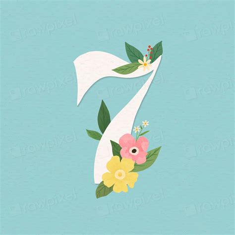 Watercolor Floral Number 7 Vector Premium Vector Rawpixel