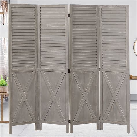 Buy Wnutrees 4 Panel Rustic Wood Room Divider 5 8 Ft Tall Farmhouse