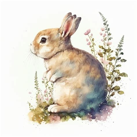 Premium Photo A Watercolor Painting Of A Rabbit