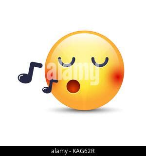 Cantando cara sonriente emoji silbando una canción dibujos animados