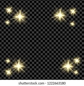 Gold Bright Glowing Shining Star Flares Stock Vector Royalty Free