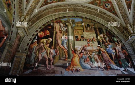 Paintings in Vatican museum, Raphael's Rooms Stock Photo - Alamy