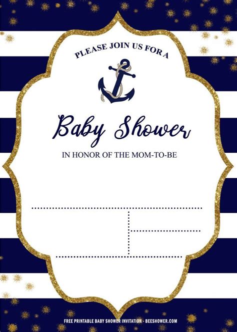 Free Printable Nautical Baby Shower Invitation Templates Nautical