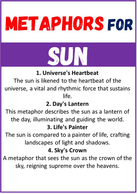 50 Metaphors For Sun With Meaning Engdic