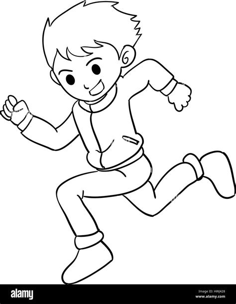 Imagenes Ninos Corriendo Para Colorear Chico De Dibujos Animados Images