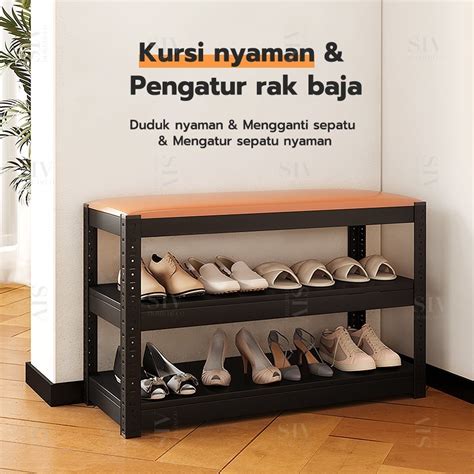 Jual Rak Sepatu Duduk Sofa Lemari Sepatu Besi Susun Bangku Rak Sepatu