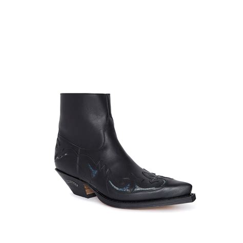 Botín Sendra 7342 Cuervo Western para hombre en cuero negro con