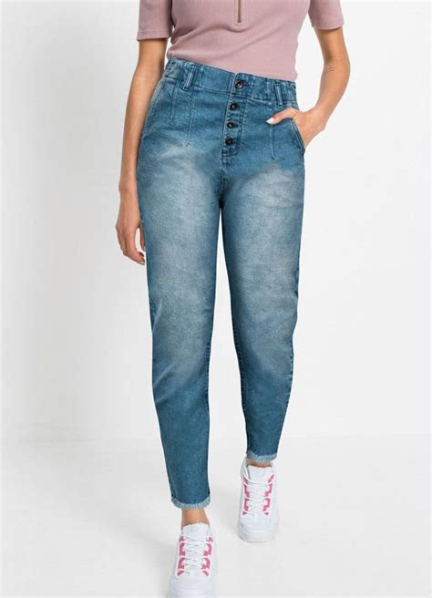 Calça Mom Jeans Marmorizado bonprix