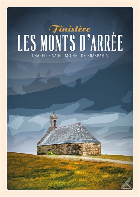 Affiches néo vintage Les Monts d Arrée Chapelle Saint Michel de