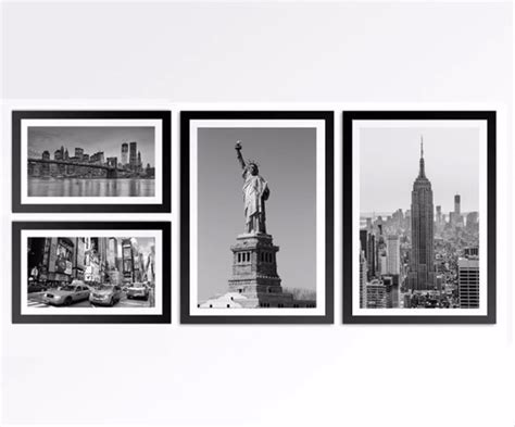 Kit 4 Quadros New York Moldura E Vidro Produtos Elo7