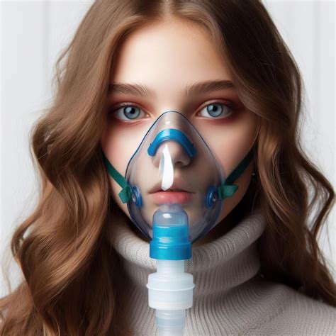 Premium Photo Girl In An Oxygen Mask On A White Background