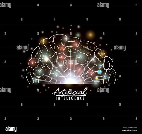 Póster De La Inteligencia Artificial Con La Silueta Del Cerebro Vista Lateral En Transparencia