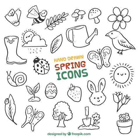 Premium Vector | Hand drawn spring animals and elements