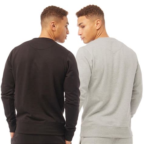 Buy Brave Soul Mens Two Pack Hip Crew Sweatshirt Black Grey