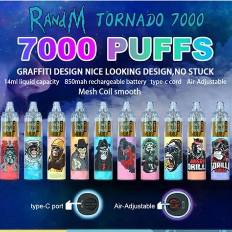 Original Randm Tornado 7000 Puffs 16ml Pod Mesh Coil Bang Puff 7000