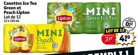 Promo Canettes Ice Tea Green Et Peach Lipton Lot De 12 Chez Kruidvat