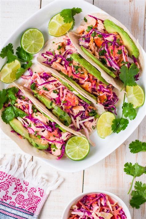 Salmon Tacos With Slaw And Chipotle Lime Sauce The Roasted Root