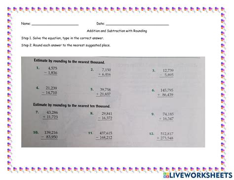 Addition And Subtraction With Rounding Worksheet Live Worksheets Worksheets Library