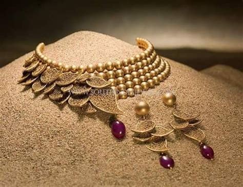 Designer Gold Beaded Choker Set South India Jewels Gold Bridal