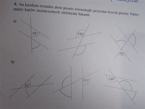 Na Ka Dym Rysunku Dwie Proste R Wnoleg E Przecina Trzecia Prosta