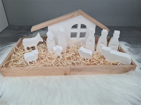 Modern Christmas Nativity Scene Made From Raysin Etsy