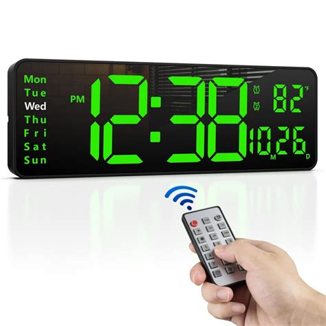 16" Large Digital Wall Clock with Remote, Large Display Digital Clock ...