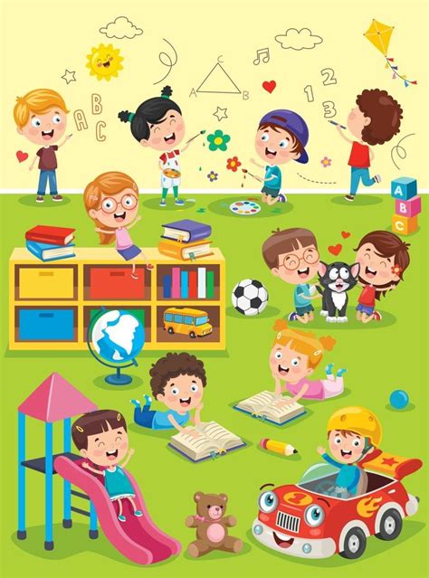 Little Children Studying And Playing At Preschool Classroom 2737739 ...