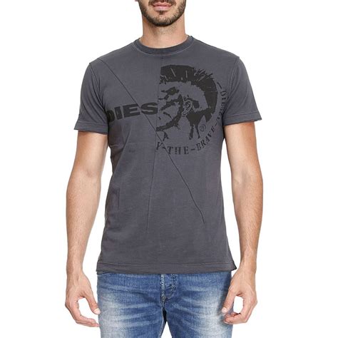 Diesel T Shirt T Shirt Men Diesel Blue Mens Short Sleeve T Shirts