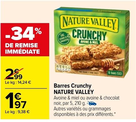 Promo Barres Crunchy Nature Valley Chez Carrefour