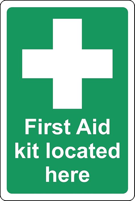 First Aid Kit Located Here Safety Sign Self Adhesive Sticker 200mm X