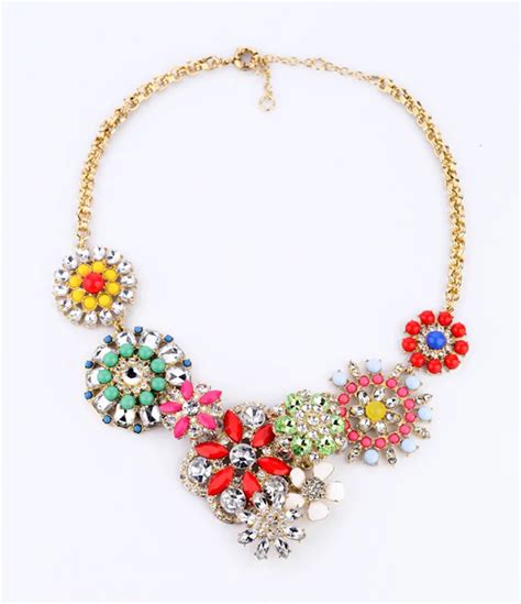 Big Chunky Colorful Flower Necklace Luxury Accessories Elegant Unique