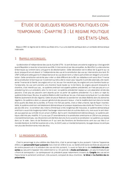 Chapitre 3 Le Régime Politique Des Etats Unis Droit Constitutionnel Etude De Quelques Regimes