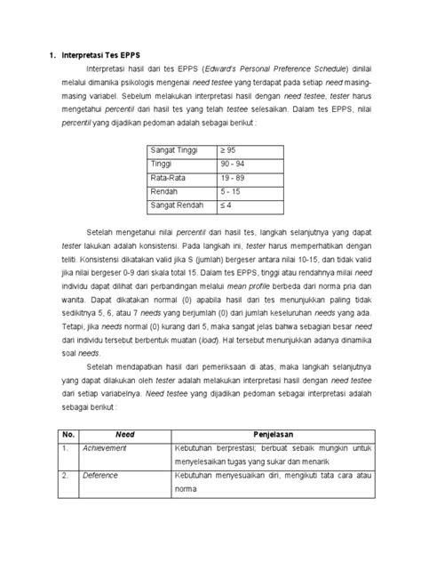 Interpretasi Tes Epps Pdf