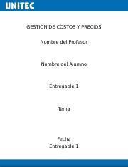 Entregable Instrucciones Docx Gestion De Costos Y Precios Nombre