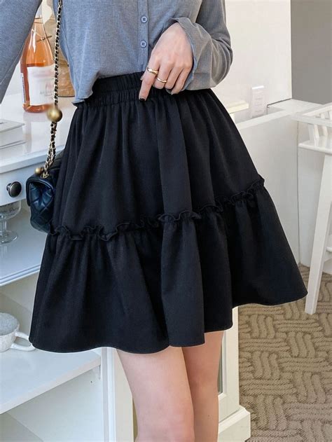 Dazy High Waist Frill Trim Skirti Discovered Amazing Products On Shein