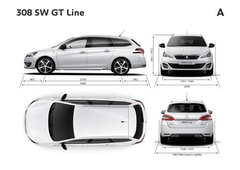 Principales dimensions extérieures mm Peugeot 308 SW GT Line Photos