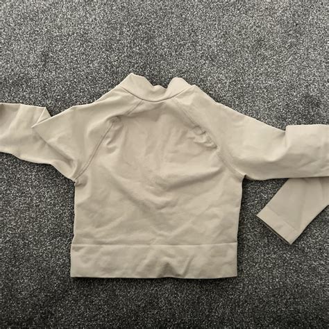 Tala Nude Long Sleeve Crop Top Size Small Depop