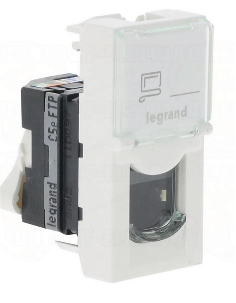 Prise RJ 45 Cat 5E FTP Blanche 1M Legrand Mosaic 23 91