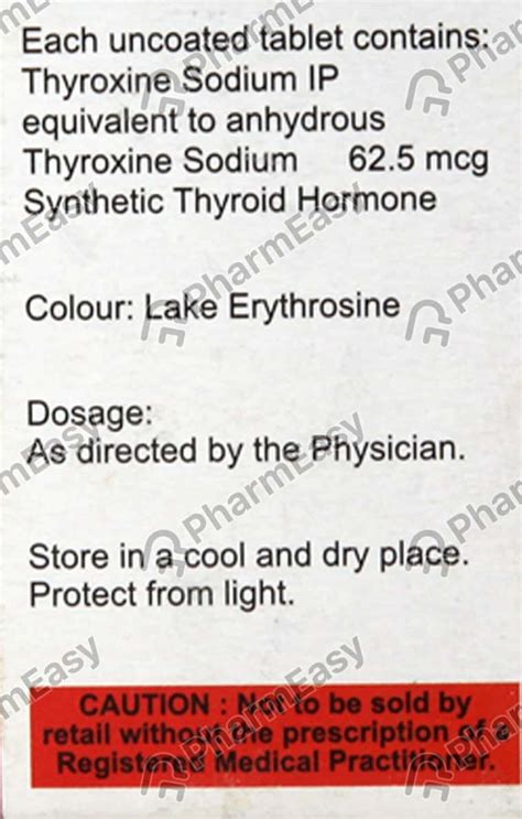 Thyrox 625 Mcg Tablet 100 Uses Side Effects Price And Dosage