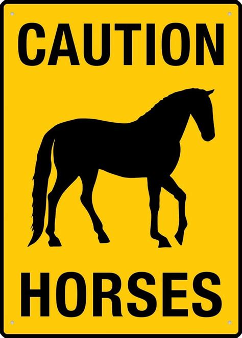 Caution Horses Sign Metal Signs 12x8 Inch Rust Free Aluminumuv Ink